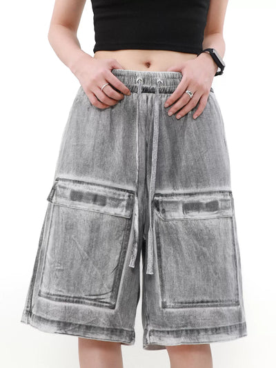 Charcoal Smudge Drawstring Shorts Korean Street Fashion Shorts By Mr Nearly Shop Online at OH Vault