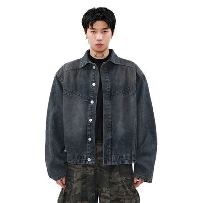 Boxy Fade Spots Denim Jacket Korean Street Fashion Jacket By Mr Nearly Shop Online at OH Vault