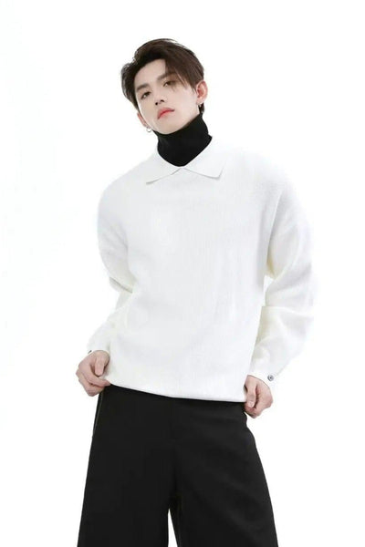 Contrast Layered Lapel Sweater Korean Street Fashion Sweater By Turn Tide Shop Online at OH Vault