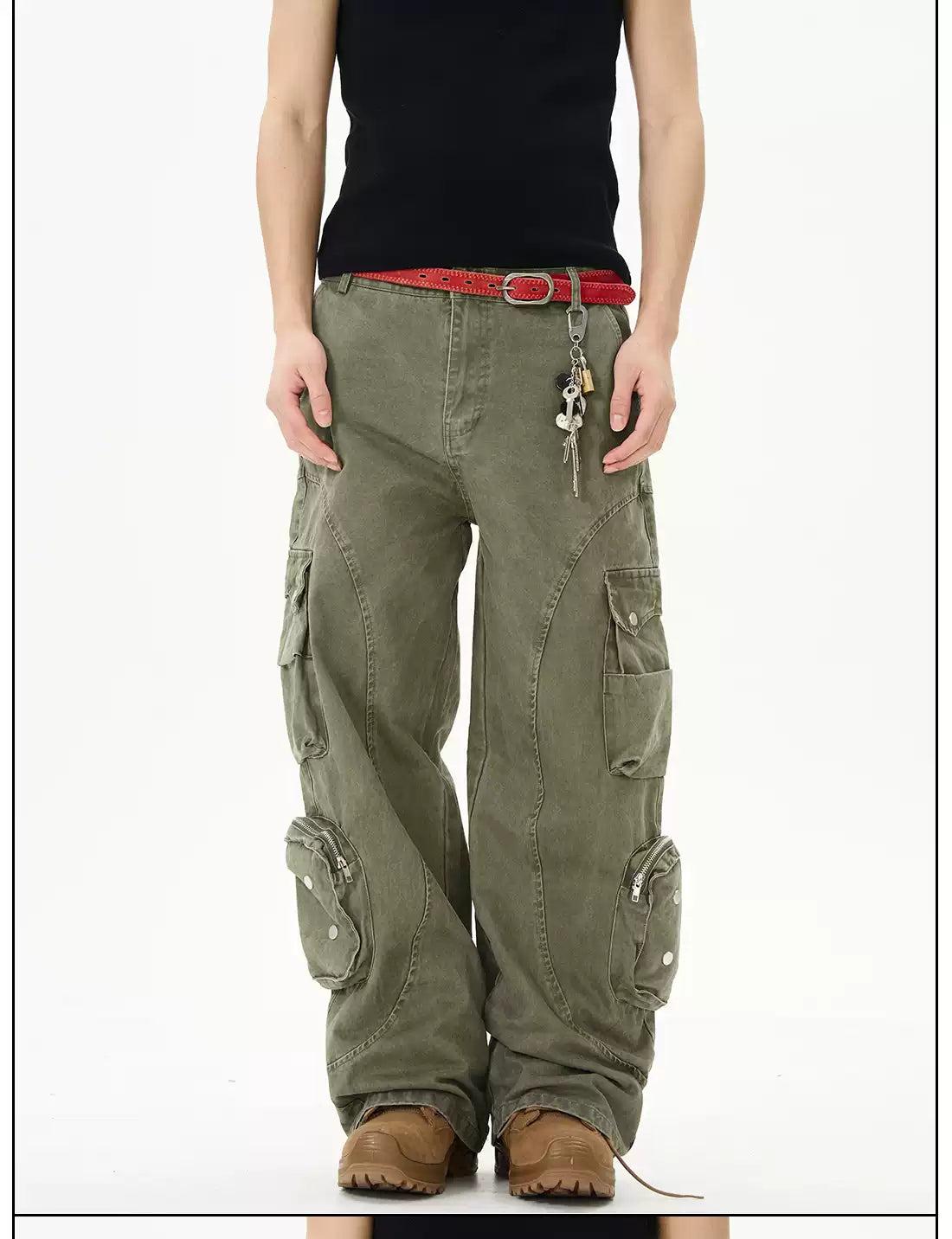 Multi-Pocket Shell Cargo Pants Korean Street Fashion Pants By 77Flight Shop Online at OH Vault