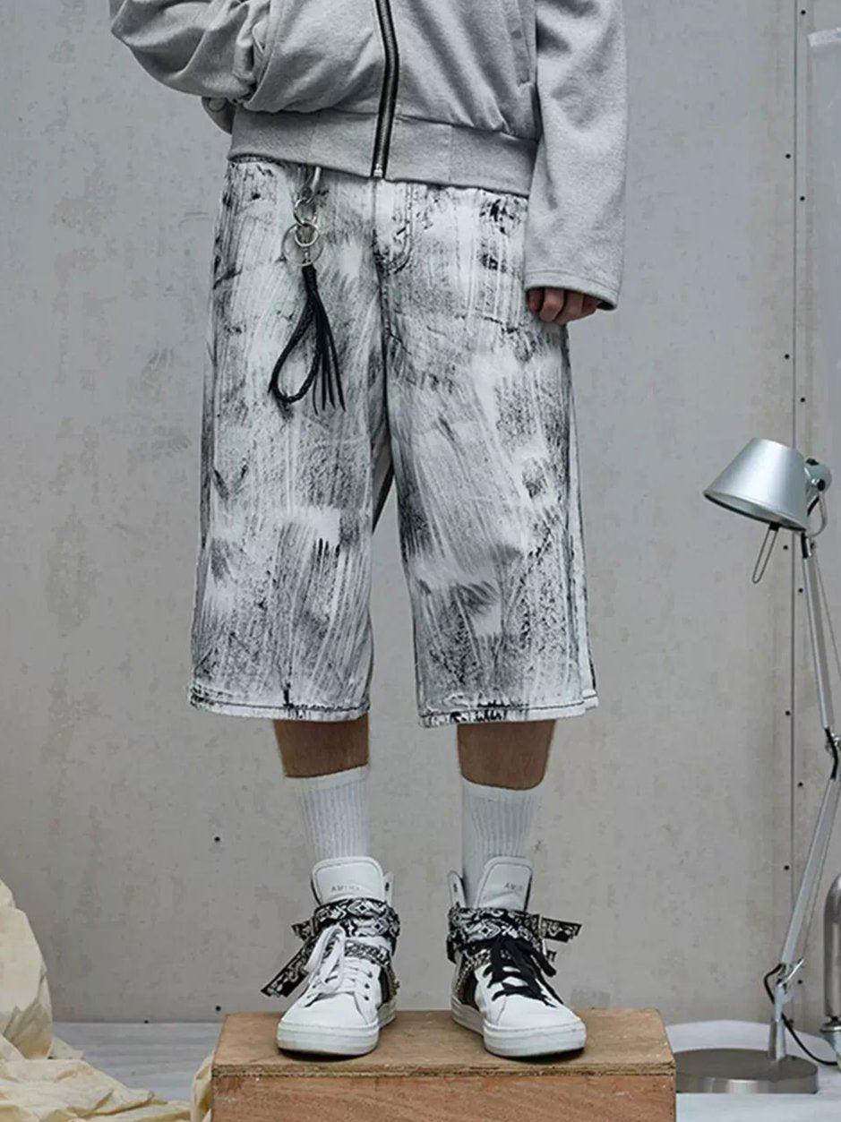 Paint Brush Smudges Shorts Korean Street Fashion Shorts By Terra Incognita Shop Online at OH Vault