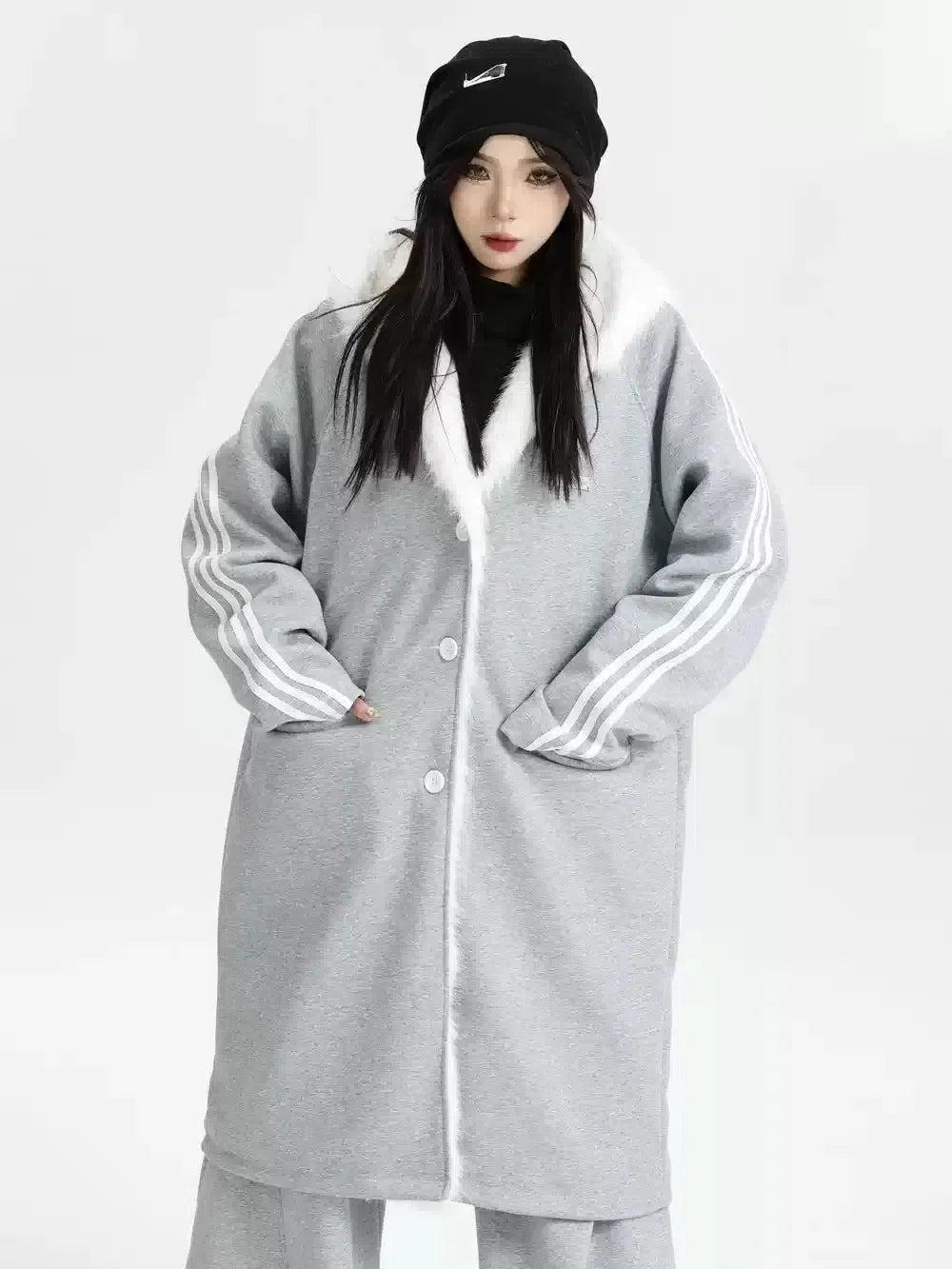 Faux Fur Trimmed Long Coat Korean Street Fashion Long Coat By INS Korea Shop Online at OH Vault