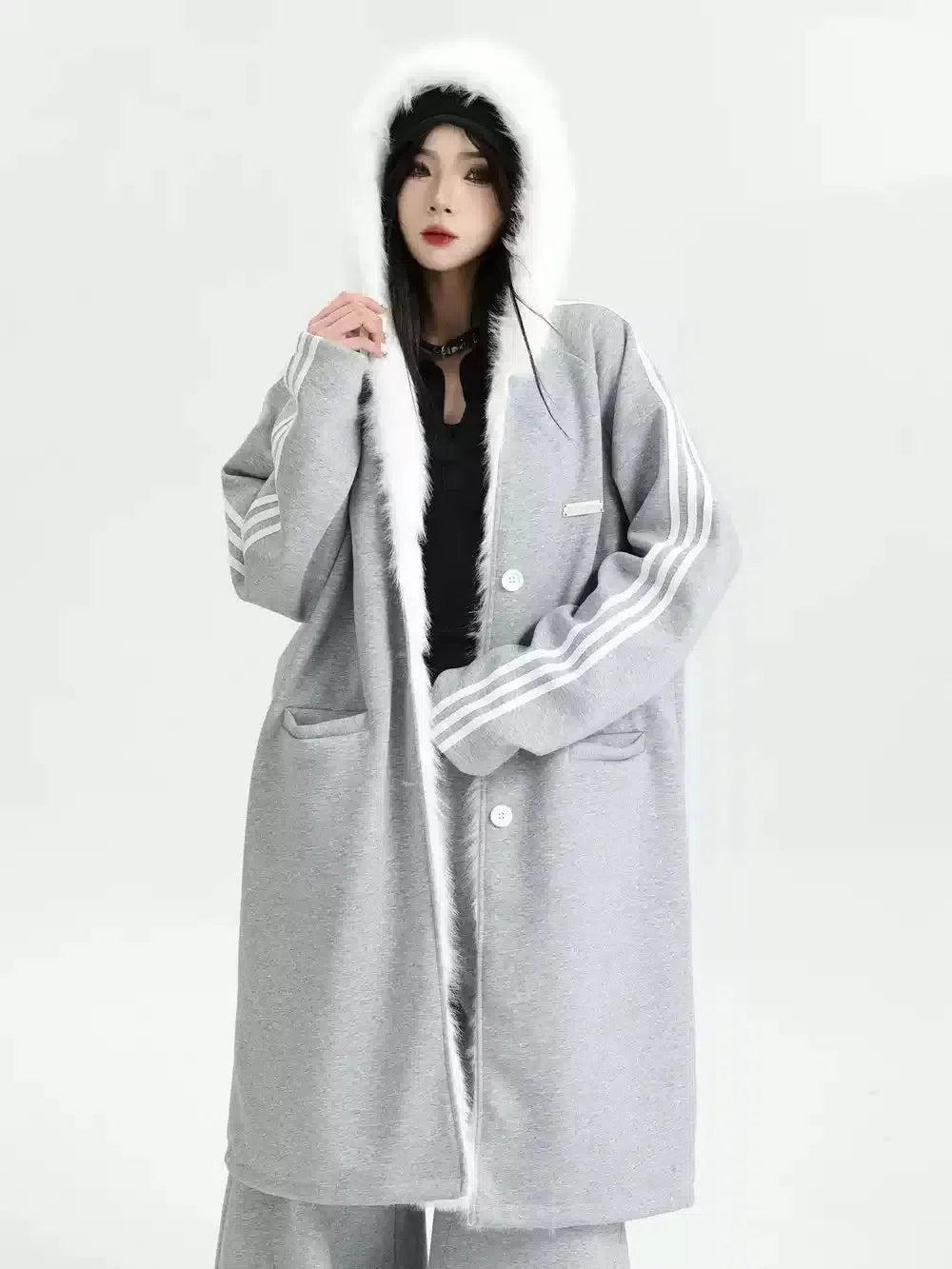 Faux Fur Trimmed Long Coat Korean Street Fashion Long Coat By INS Korea Shop Online at OH Vault