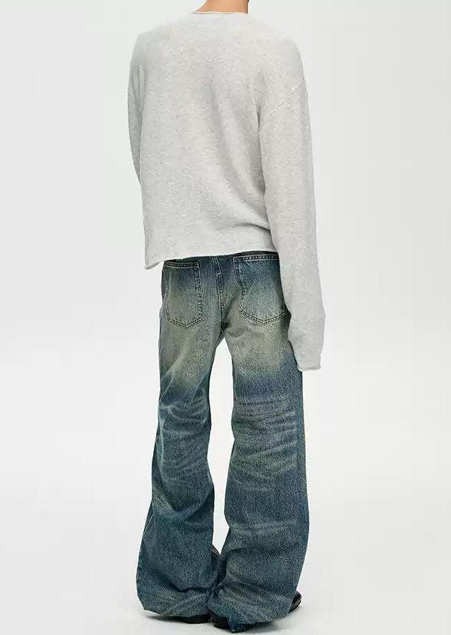 Faded Cat Whiskers Loose Fit Jeans Korean Street Fashion Jeans By A PUEE Shop Online at OH Vault