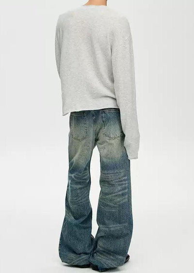 Faded Cat Whiskers Loose Fit Jeans Korean Street Fashion Jeans By A PUEE Shop Online at OH Vault