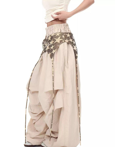 Star Pattern Layered Pleated Track Pants Korean Street Fashion Pants By Blacklists Shop Online at OH Vault