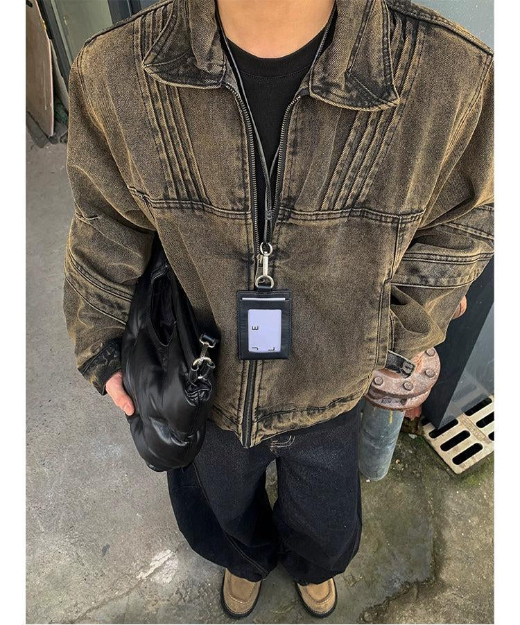 Washed and Grunged Denim Jacket Korean Street Fashion Jacket By Poikilotherm Shop Online at OH Vault