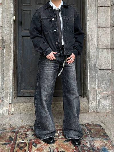 Faded Whisker Lines Wide Jeans Korean Street Fashion Jeans By FATE Shop Online at OH Vault