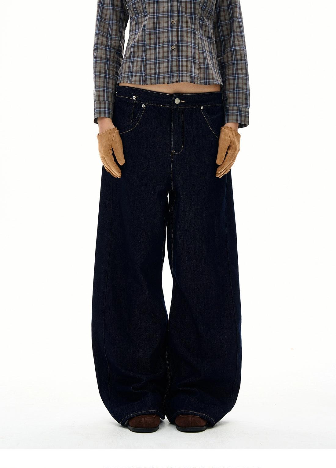 Topstitch Loose Fit Jeans Korean Street Fashion Jeans By 77Flight Shop Online at OH Vault