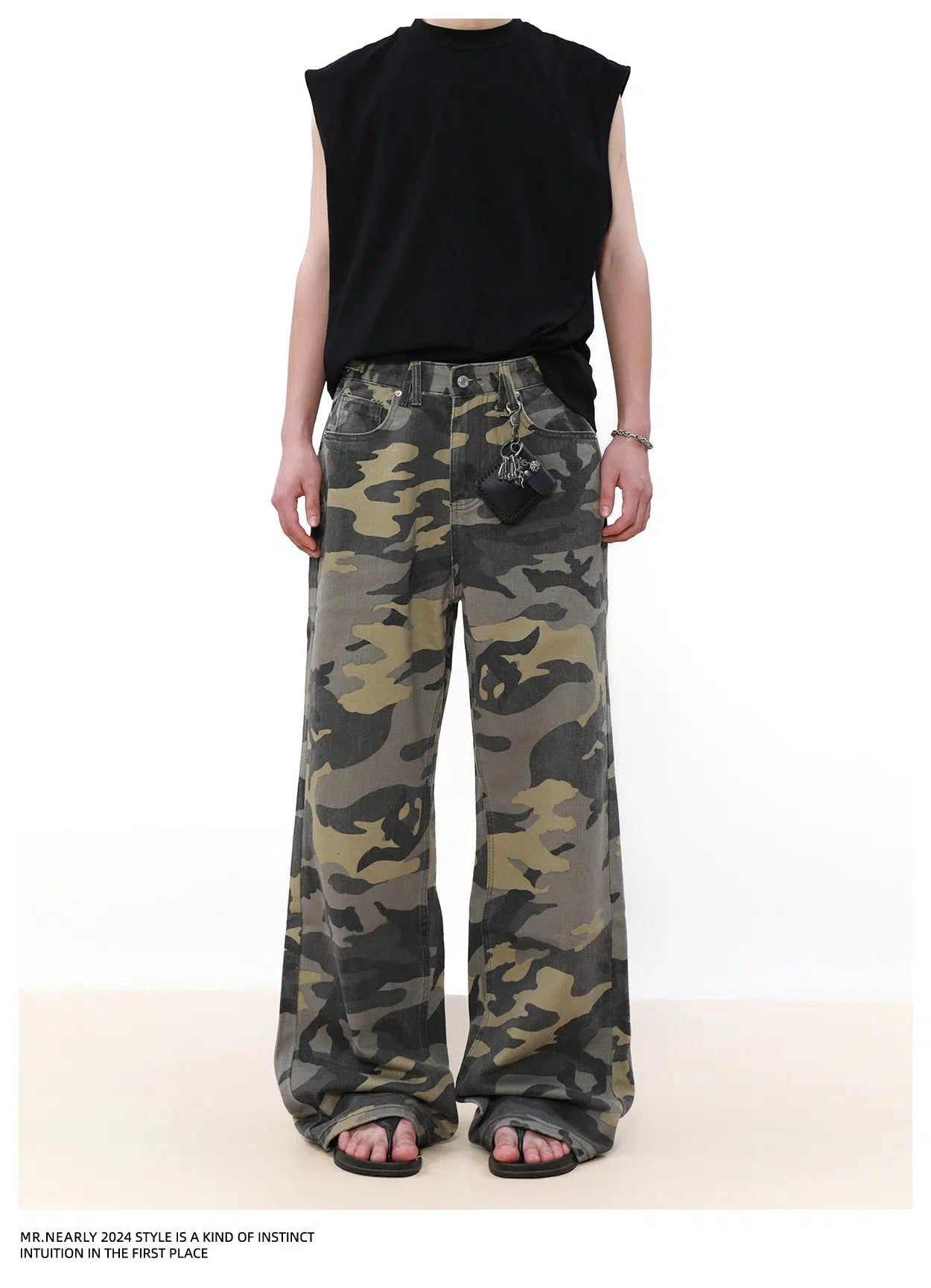 Washed Camo Print Pants Korean Street Fashion Pants By Mr Nearly Shop Online at OH Vault