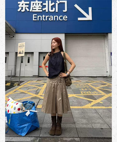 Knot Solid Sleeveless Blouse Korean Street Fashion Blouse By Made Extreme Shop Online at OH Vault