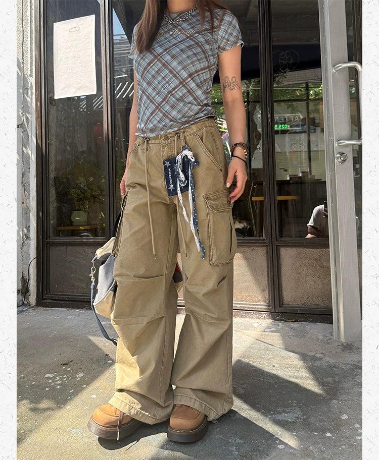 Drawstring Straight Leg Cargo Jeans Korean Street Fashion Jeans By Made Extreme Shop Online at OH Vault