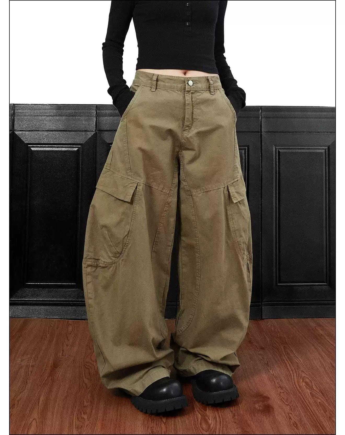 Functional Pocket Wide Cargo Pants Korean Street Fashion Pants By Mr Nearly Shop Online at OH Vault