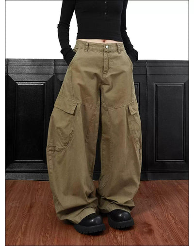 Functional Pocket Wide Cargo Pants Korean Street Fashion Pants By Mr Nearly Shop Online at OH Vault