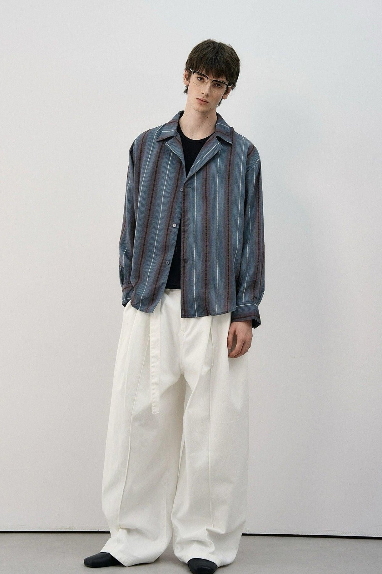 Vertical Striped Pattern Regular Fit Shirt Korean Street Fashion Shirt By MaxDstr Shop Online at OH Vault
