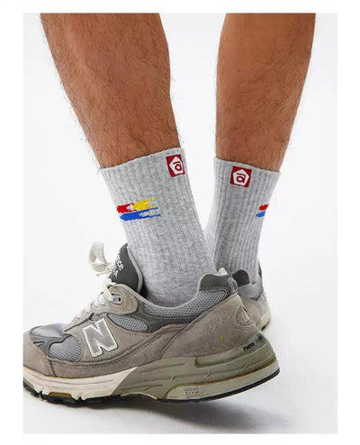 Tri-Color Logo Sports Socks Korean Street Fashion Socks By Crying Center Shop Online at OH Vault