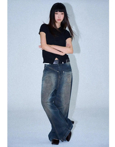 Faded Front Pocket Jeans Korean Street Fashion Jeans By Funky Fun Shop Online at OH Vault