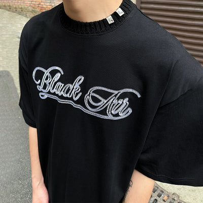 Cursive Logo Text T-Shirt Korean Street Fashion T-Shirt By A PUEE Shop Online at OH Vault