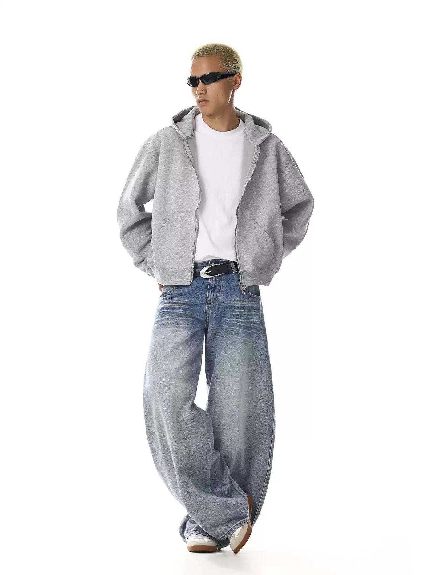 Light Wash Whiskered Jeans Korean Street Fashion Jeans By MEBXX Shop Online at OH Vault