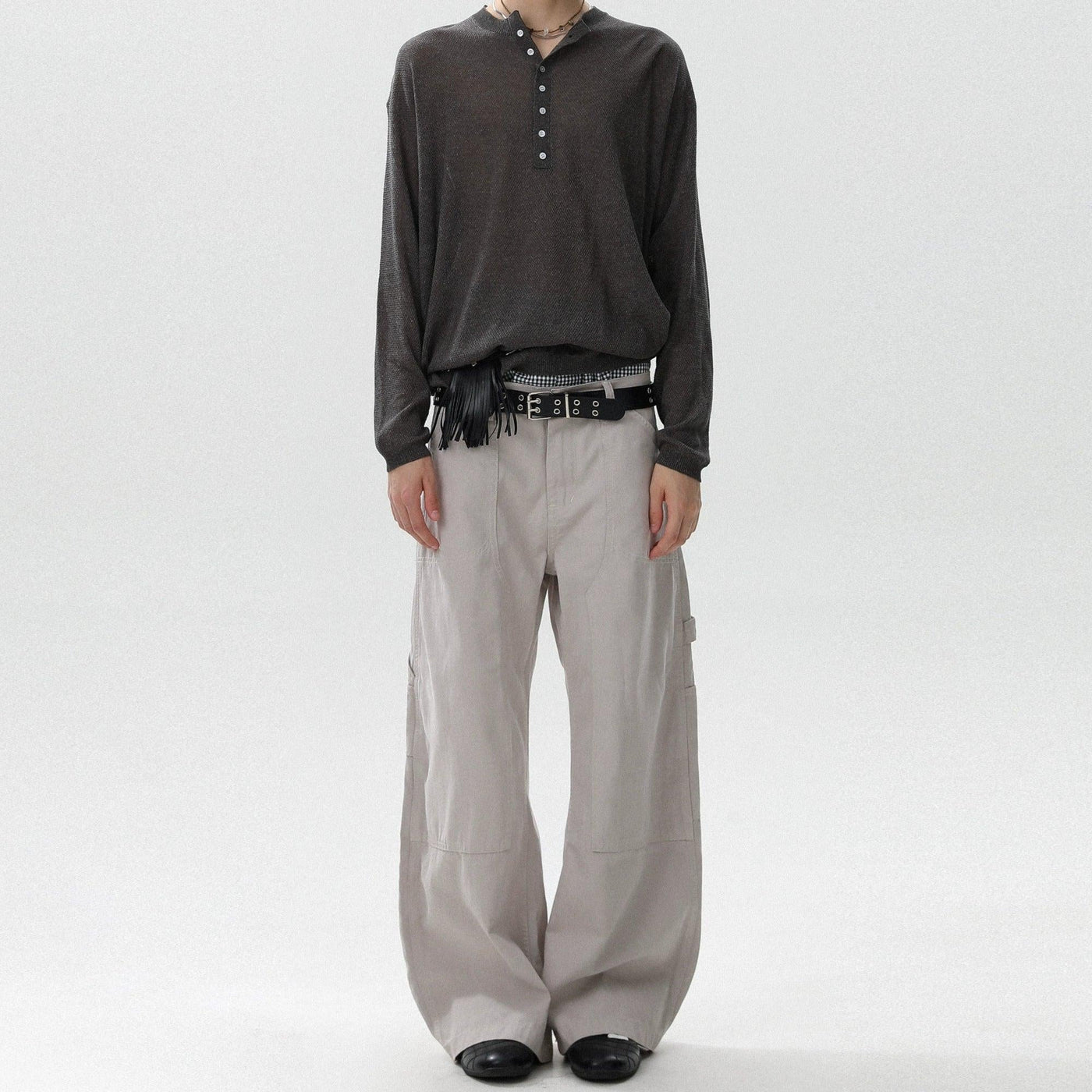 Plain Structured Straight Pants Korean Street Fashion Pants By Mr Nearly Shop Online at OH Vault