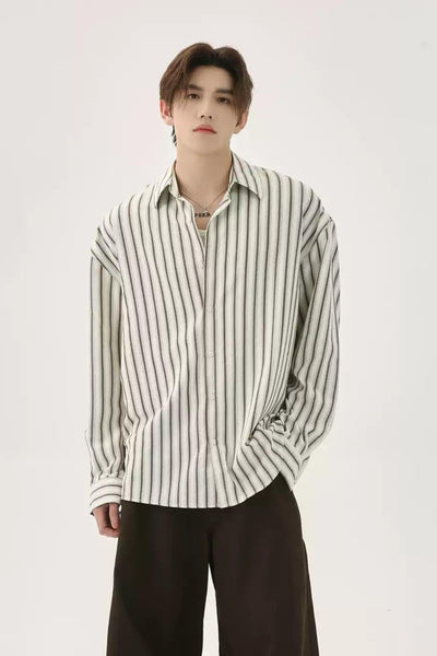 Striped Lines Buttoned Shirt Korean Street Fashion Shirt By Turn Tide Shop Online at OH Vault