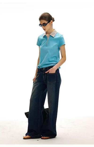 Plaid Collar Slim Fit Polo Korean Street Fashion Polo By Country Moment Shop Online at OH Vault
