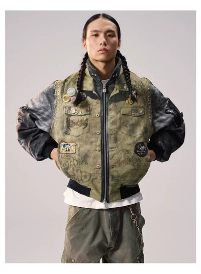 Spliced Sleeves Multi-Detail Jacket Korean Street Fashion Jacket By Remedy Shop Online at OH Vault