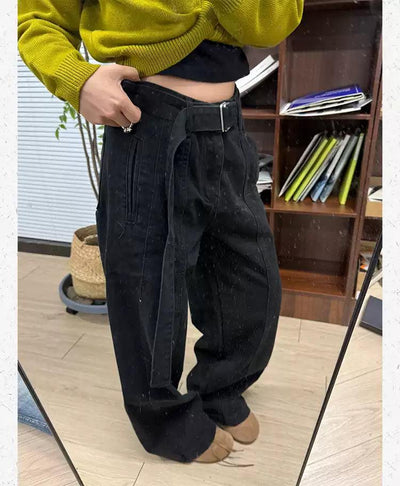 Detachable Belt Tailored Pants Korean Street Fashion Pants By Made Extreme Shop Online at OH Vault