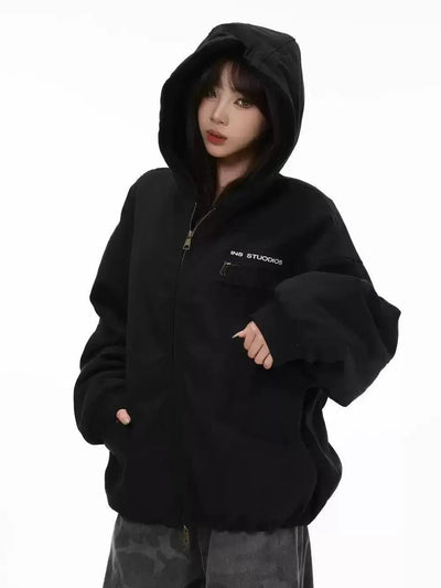 Fleece Lining Oversized Jacket Korean Street Fashion Jacket By INS Korea Shop Online at OH Vault