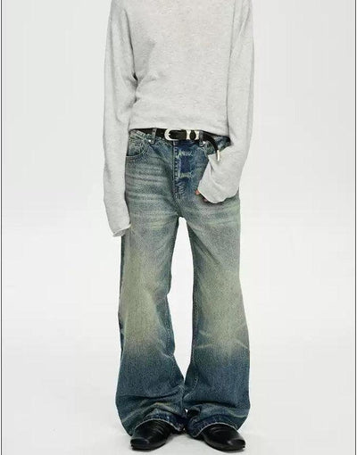 Faded Cat Whiskers Loose Fit Jeans Korean Street Fashion Jeans By A PUEE Shop Online at OH Vault