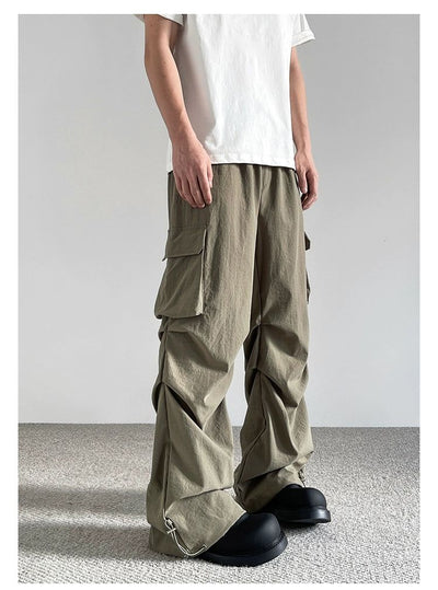 Multi-Pleats Detail Cargo Pants Korean Street Fashion Pants By A PUEE Shop Online at OH Vault