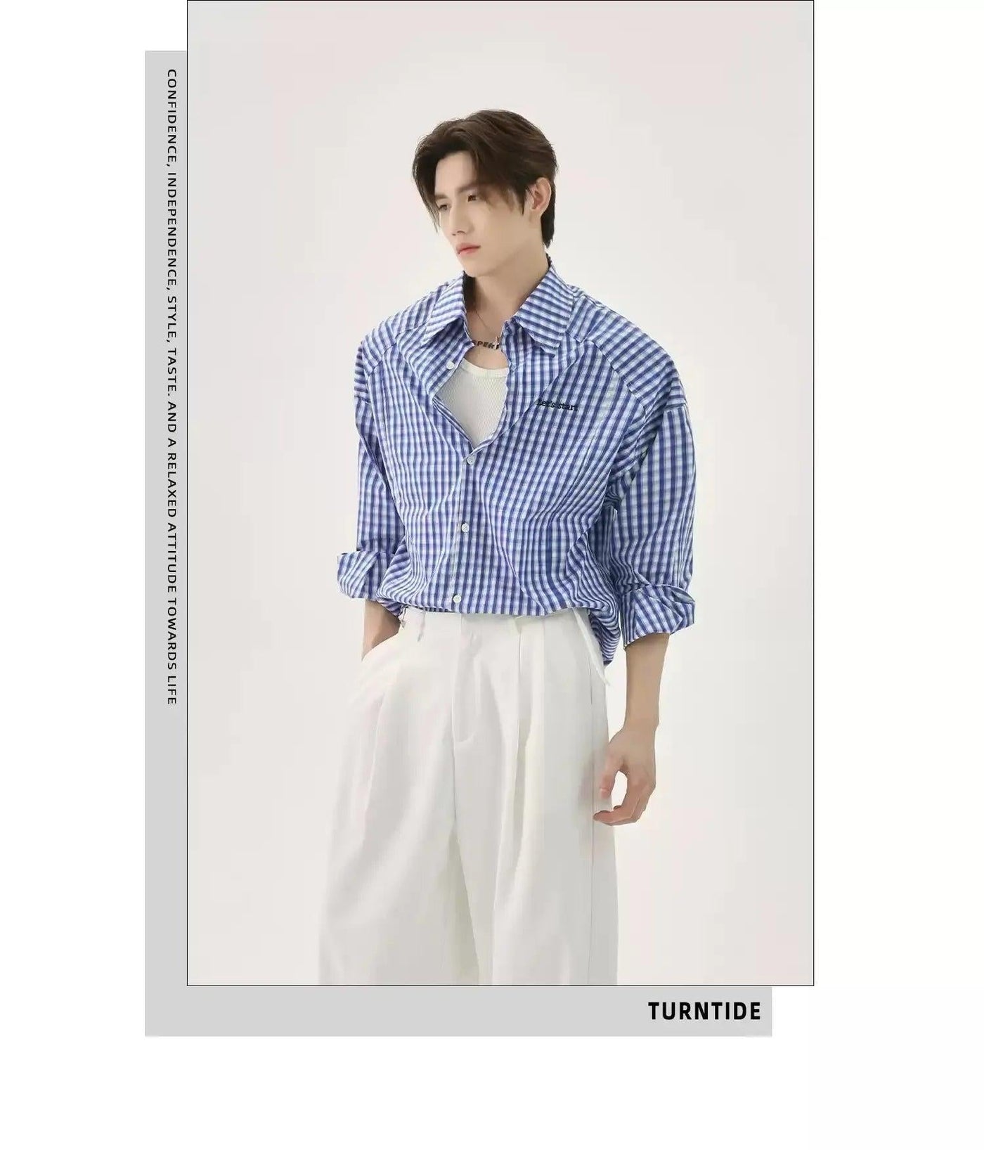 Plaid Clean Fit Shirt Korean Street Fashion Shirt By Turn Tide Shop Online at OH Vault