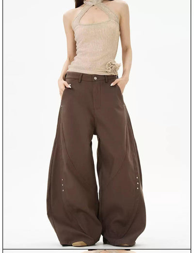 Buttoned Drape Scimitar Pants Korean Street Fashion Pants By 77Flight Shop Online at OH Vault