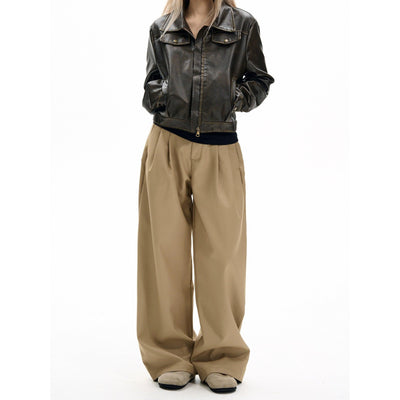 Solid Pleated Wide Trousers Korean Street Fashion Trousers By MaxDstr Shop Online at OH Vault
