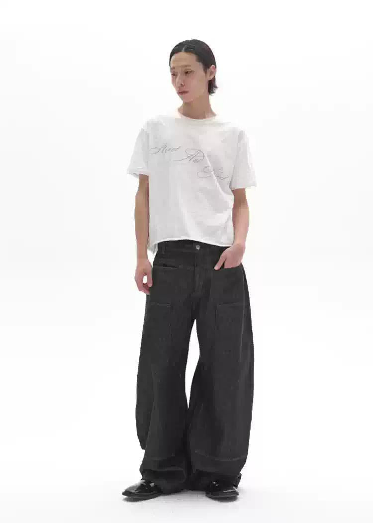 Structured Spliced Wide Jeans Korean Street Fashion Jeans By Pioneer of Heroism Shop Online at OH Vault