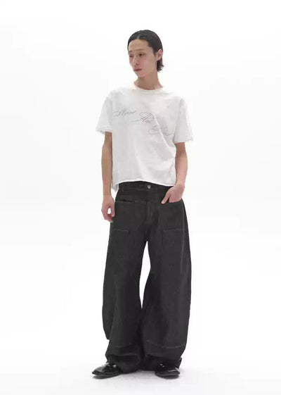 Structured Spliced Wide Jeans Korean Street Fashion Jeans By Pioneer of Heroism Shop Online at OH Vault