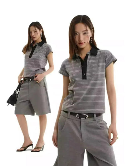 Classic Striped Polo Korean Street Fashion Polo By Funky Fun Shop Online at OH Vault