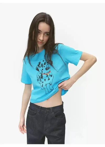 Dalmatian Dog Cropped T-Shirt Korean Street Fashion T-Shirt By Country Moment Shop Online at OH Vault