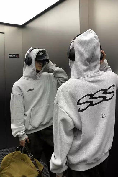 SSS Text Contrast Print Hoodie Korean Street Fashion Hoodie By Poikilotherm Shop Online at OH Vault