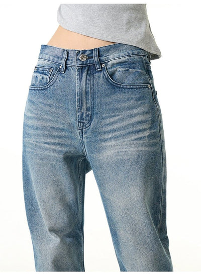 Zipped Fly Washed Jeans Korean Street Fashion Jeans By 77Flight Shop Online at OH Vault
