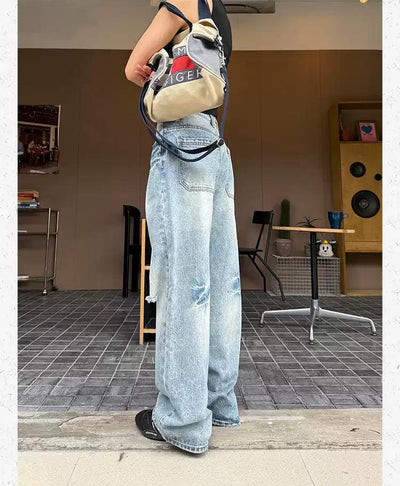 Distressed and Faded Straight Jeans Korean Street Fashion Jeans By Made Extreme Shop Online at OH Vault