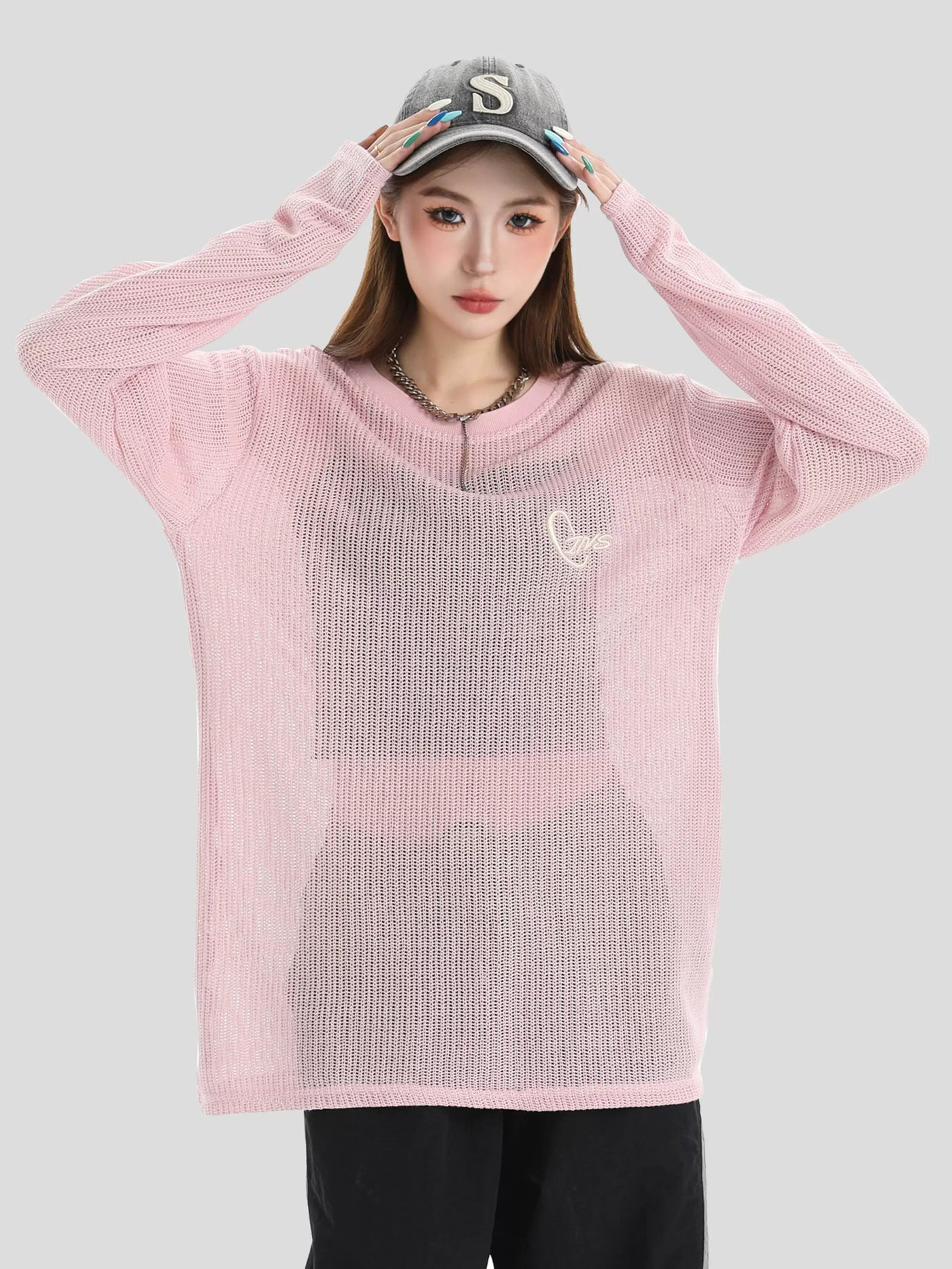 Solid Color Hollow Sweater Korean Street Fashion Sweater By INS Korea Shop Online at OH Vault