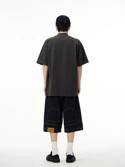 Flipped Back Denim Shorts Korean Street Fashion Shorts By 77Flight Shop Online at OH Vault