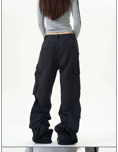 Side Drawstring Pleats Cargo Pants Korean Street Fashion Pants By 77Flight Shop Online at OH Vault