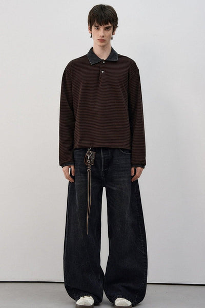 Contrast Collar Striped Polo Korean Street Fashion Polo By MaxDstr Shop Online at OH Vault