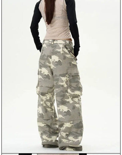 Faded Light Camo Cargo Pants Korean Street Fashion Pants By 77Flight Shop Online at OH Vault