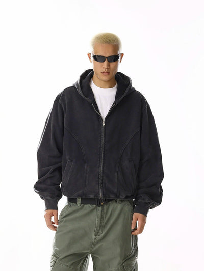 Washed Boxy Fit Hooded Jacket Korean Street Fashion Jacket By MEBXX Shop Online at OH Vault