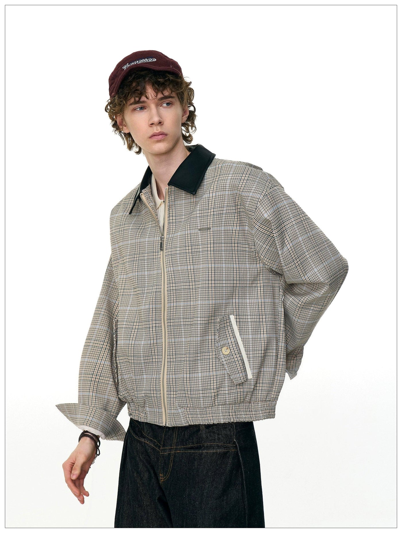 Side Pockets Zipped Plaid Jacket Korean Street Fashion Jacket By Mr Nearly Shop Online at OH Vault