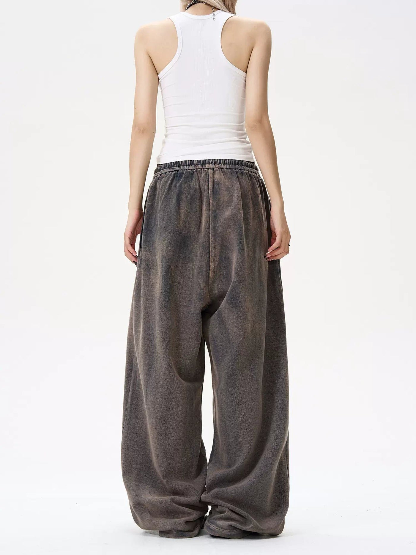 Washed Adjustable Gartered Sweatpants Korean Street Fashion Pants By MaxDstr Shop Online at OH Vault