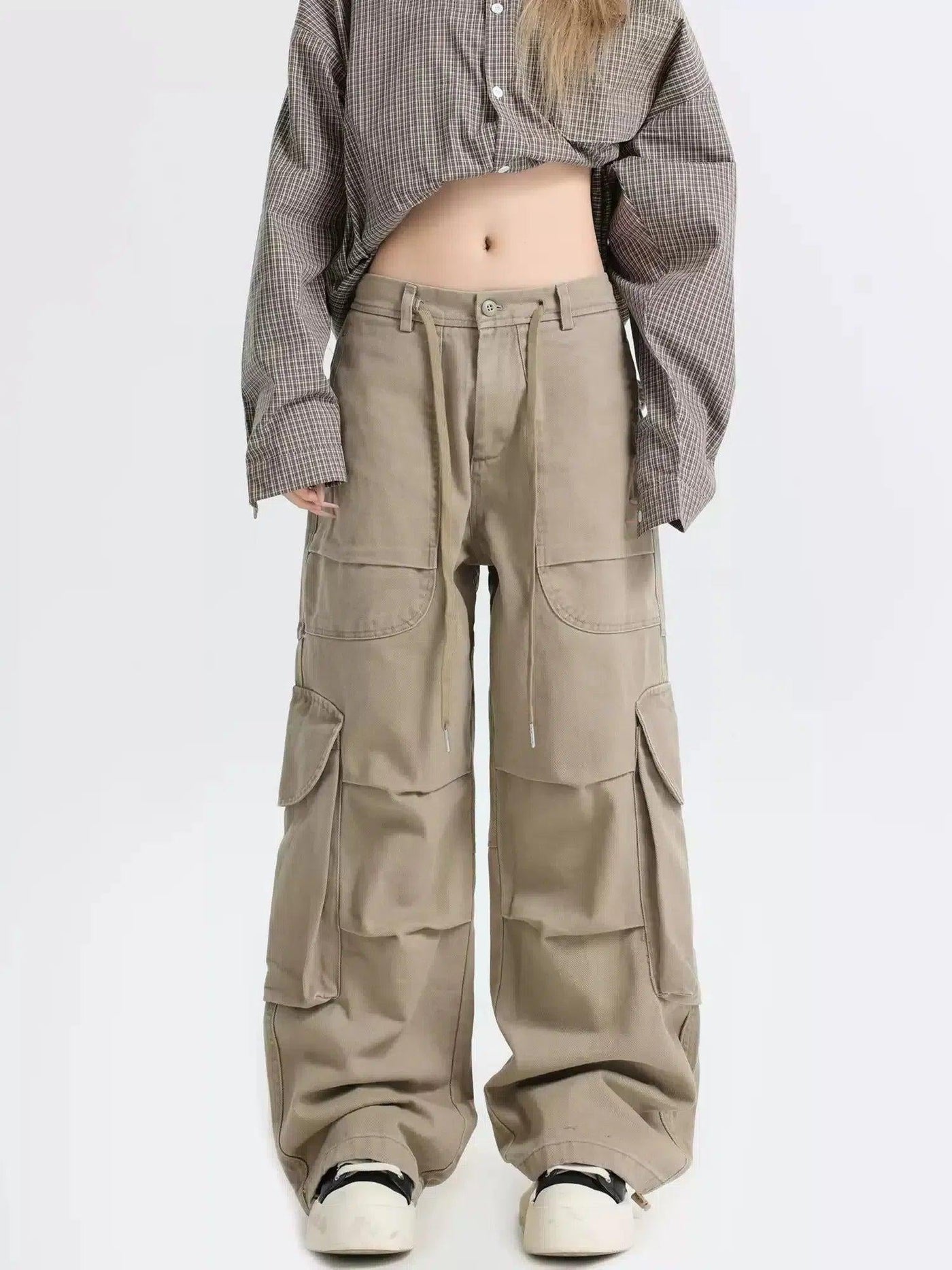 Drawstring Pleated Cargo Pants Korean Street Fashion Pants By INS Korea Shop Online at OH Vault